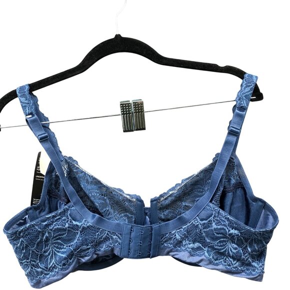 NWT BALI Lined Support Underwire Bra 40C Blue Lace Lightly Lined - Picture 2 of 9